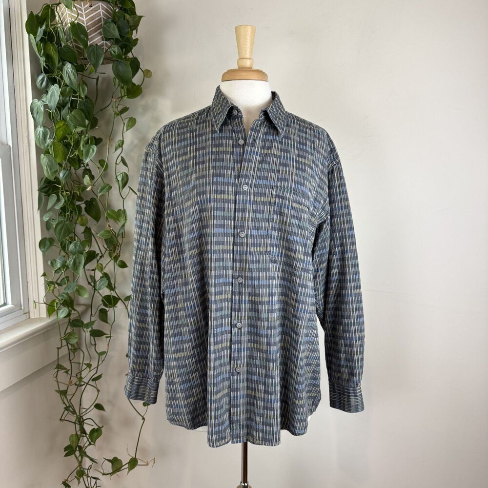 Vintage 90s Jhane Barnes Textured Japanese Geometric Button Up Shirt